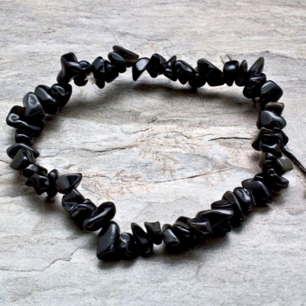 Black Obsidian Chip Bracelet